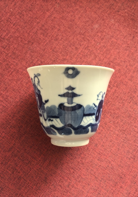 古玩陶瓷青花海屋添籌圖杯碟真品鑒賞圖