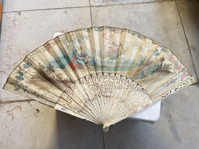 古玩雜項雕彩繪折扇真品鑒賞圖