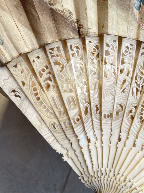 古玩雜項雕彩繪折扇真品鑒賞圖