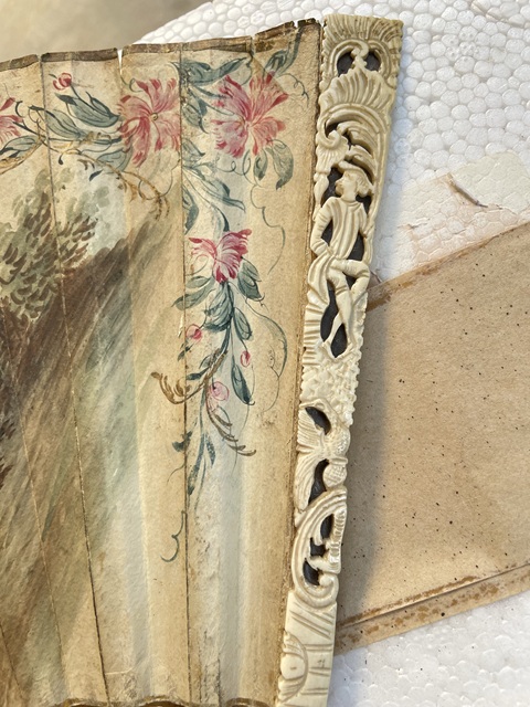 古玩雜項雕彩繪折扇真品鑒賞圖