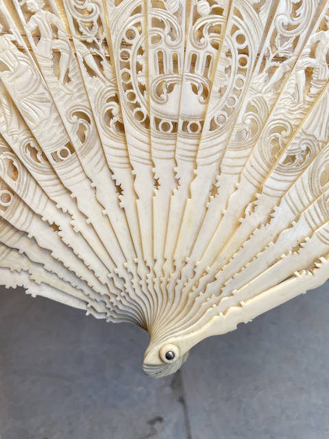 古玩雜項雕彩繪折扇真品鑒賞圖