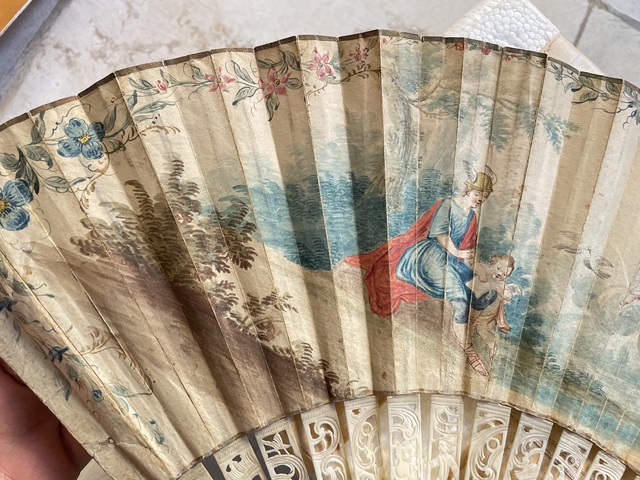 古玩雜項雕彩繪折扇真品鑒賞圖