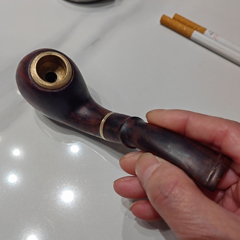 古玩雜項海南黃花梨木雕刻制作煙斗真品鑒賞圖