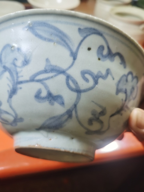 古玩陶瓷明正德青花纏枝花卉紋碗真品鑒賞圖