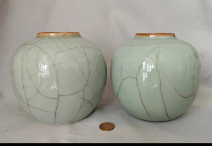 古玩陶瓷仿官釉茶葉罐真品鑒賞圖