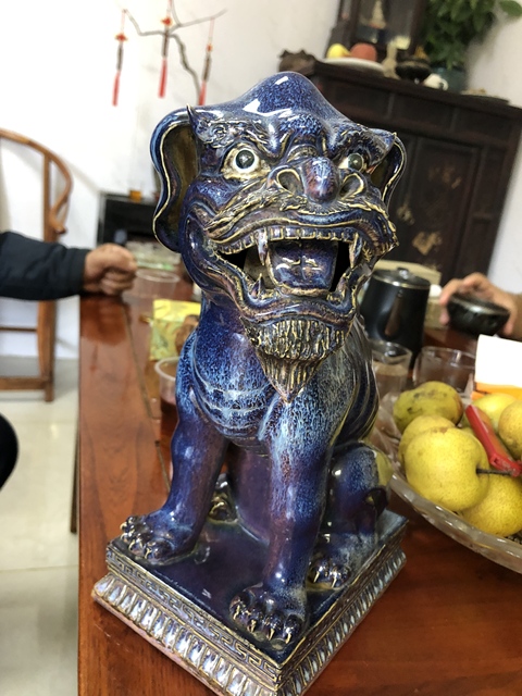 古玩陶瓷窯變釉瑞獸塑像真品鑒賞圖