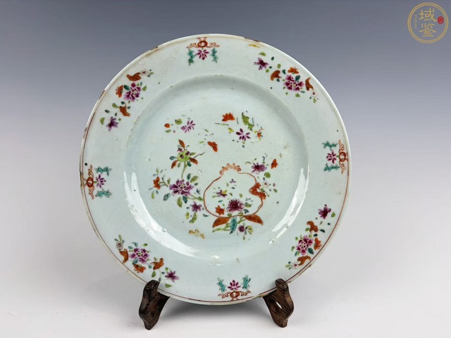 古玩陶瓷雍正粉彩石榴花卉盤真品鑒賞圖