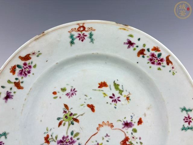 古玩陶瓷雍正粉彩石榴花卉盤真品鑒賞圖