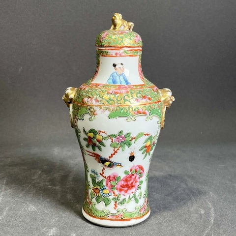 古玩陶瓷廣彩蓋瓶真品鑒賞圖