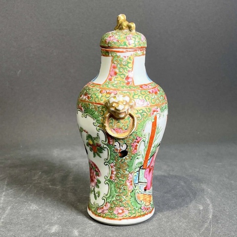 古玩陶瓷廣彩蓋瓶真品鑒賞圖