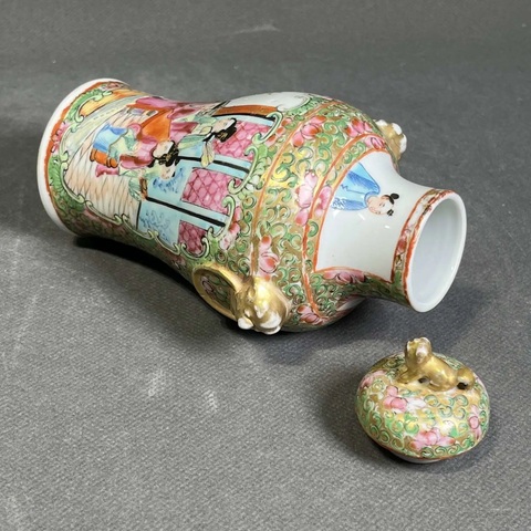 古玩陶瓷廣彩蓋瓶真品鑒賞圖