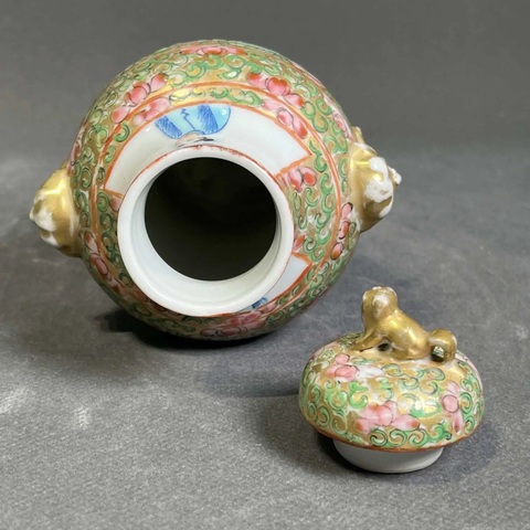 古玩陶瓷廣彩蓋瓶真品鑒賞圖