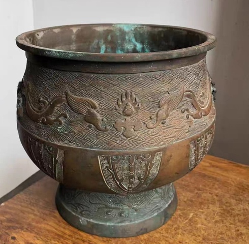 古玩銅器銅火缽真品鑒賞圖