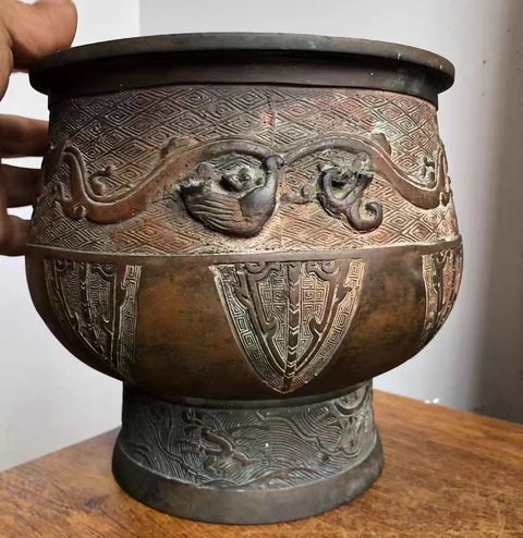 古玩銅器銅火缽真品鑒賞圖