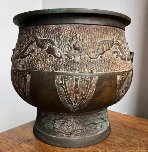 古玩銅器銅火缽真品鑒賞圖