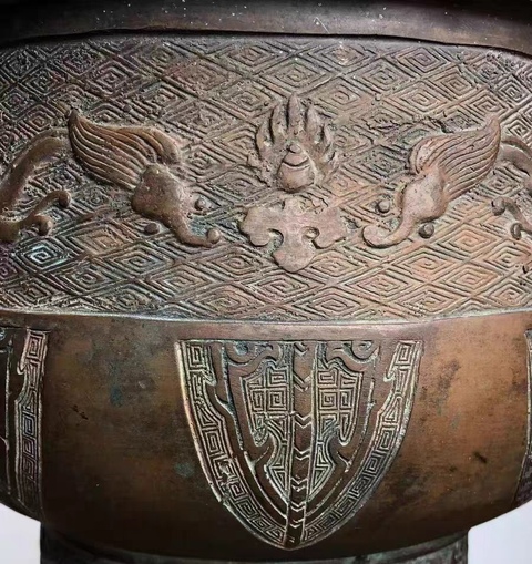 古玩銅器銅火缽真品鑒賞圖