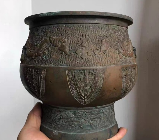 古玩銅器銅火缽真品鑒賞圖