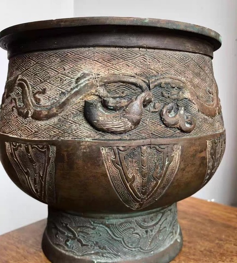 古玩銅器銅火缽真品鑒賞圖