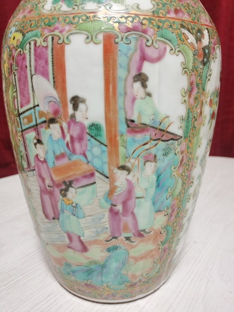 古玩陶瓷廣彩描金人物故事紋瓶真品鑒賞圖