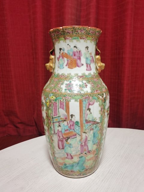 古玩陶瓷廣彩描金人物故事紋瓶真品鑒賞圖