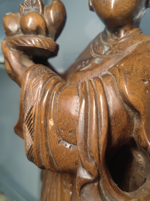 古玩雜項黃檀木雕刻制作觀音立像真品鑒賞圖