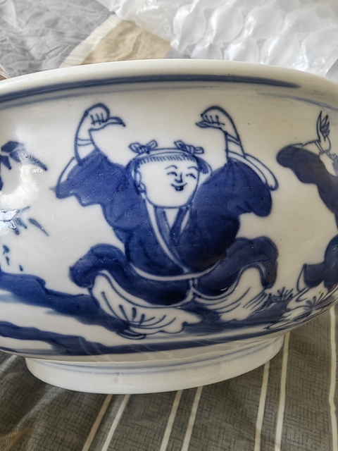 古玩陶瓷青花五子奪魁圖香爐真品鑒賞圖