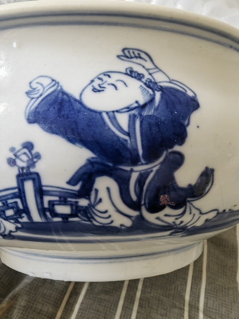 古玩陶瓷青花五子奪魁圖香爐真品鑒賞圖