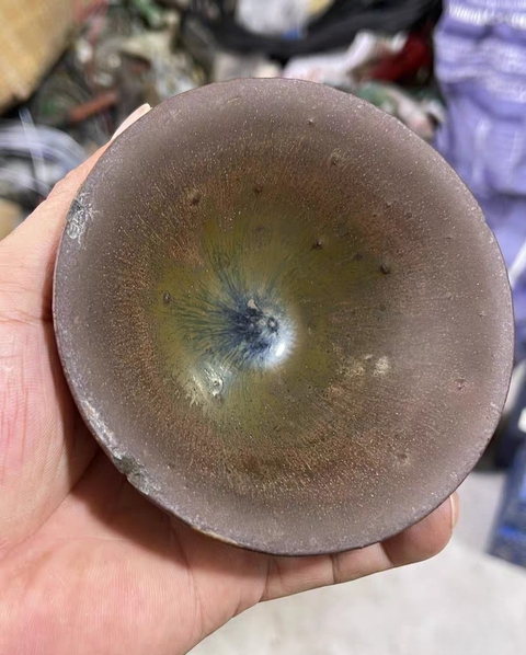 古玩陶瓷建窯兔毫喇叭口茶盞真品鑒賞圖