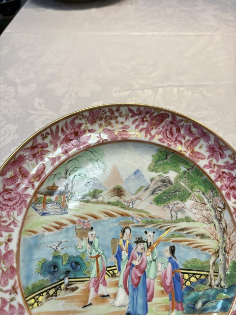 古玩陶瓷清中期廣彩人物故事盤真品鑒賞圖