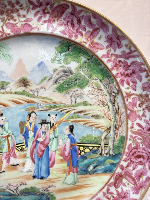 古玩陶瓷清中期廣彩人物故事盤真品鑒賞圖