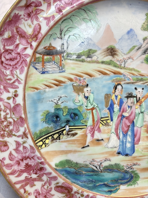 古玩陶瓷清中期廣彩人物故事盤真品鑒賞圖