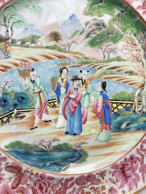 古玩陶瓷清中期廣彩人物故事盤真品鑒賞圖