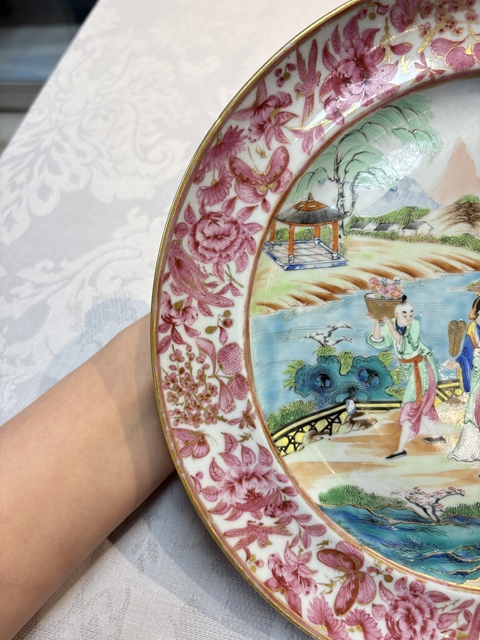 古玩陶瓷清中期廣彩人物故事盤真品鑒賞圖