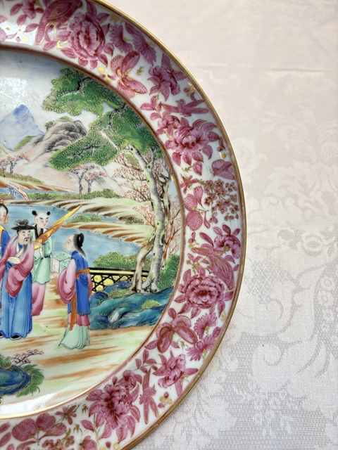 古玩陶瓷清中期廣彩人物故事盤真品鑒賞圖