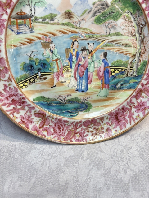 古玩陶瓷清中期廣彩人物故事盤真品鑒賞圖