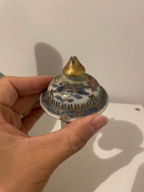 古玩陶瓷清中晚 青花加彩描金賞瓶真品鑒賞圖