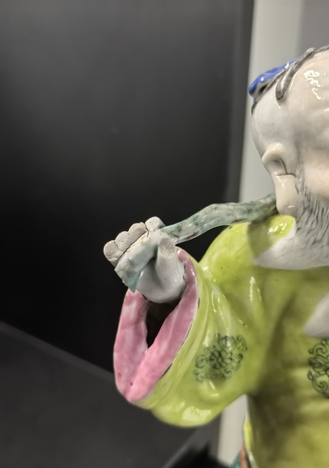 古玩陶瓷雍正粉彩東方朔偷桃塑像拍賣，當前價格18888元