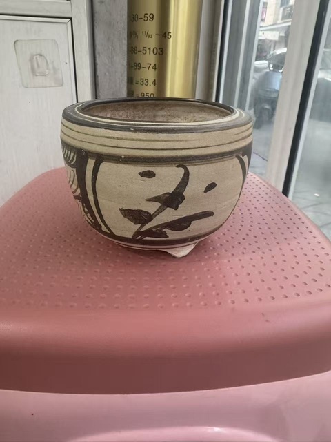 古玩陶瓷吉州窯彩給海水紋爐真品鑒賞圖