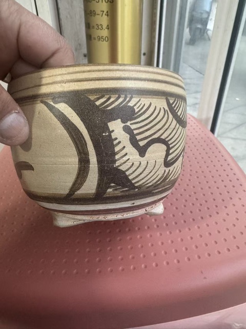 古玩陶瓷吉州窯彩給海水紋爐真品鑒賞圖