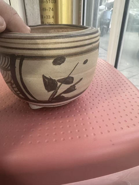 古玩陶瓷吉州窯彩給海水紋爐真品鑒賞圖