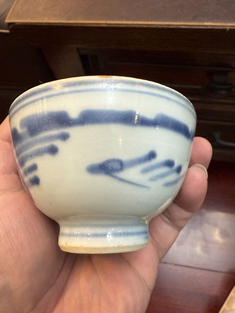 古玩陶瓷青花山水人物杯真品鑒賞圖