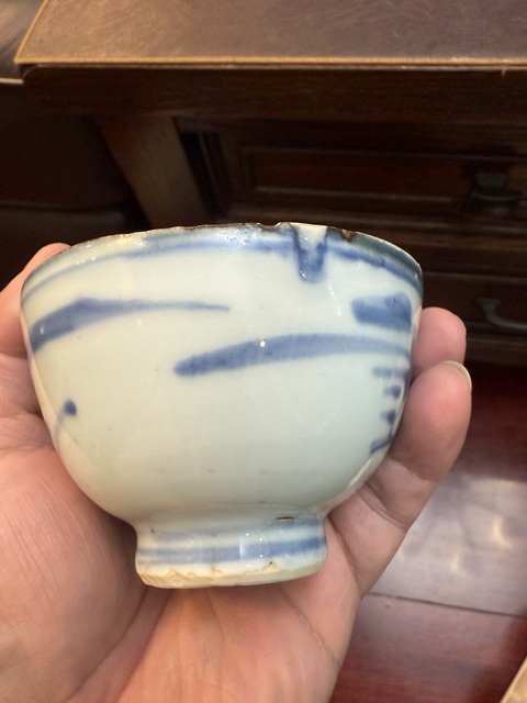 古玩陶瓷青花山水人物杯真品鑒賞圖