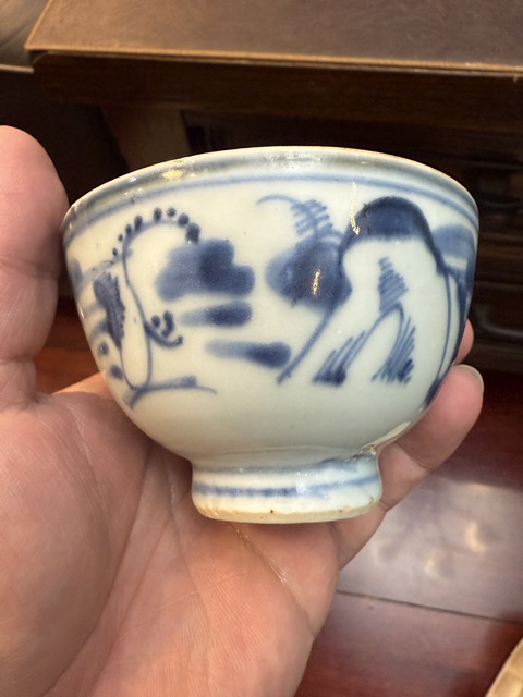 古玩陶瓷青花山水人物杯真品鑒賞圖