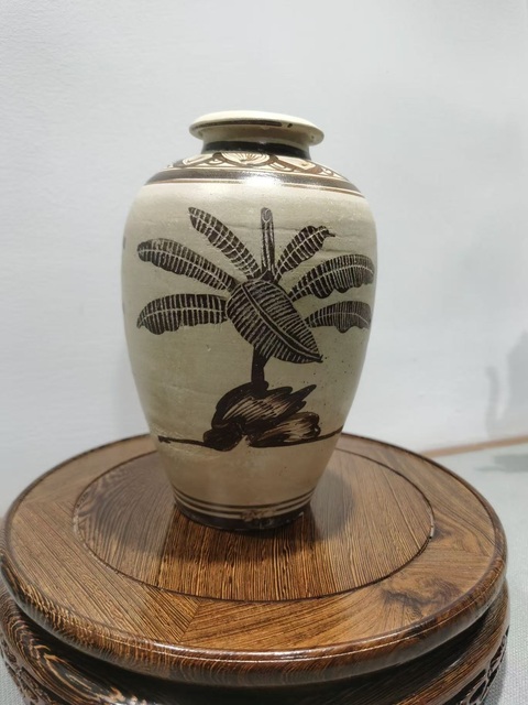 古玩陶瓷吉州窯彩繪畫鳥瓶真品鑒賞圖