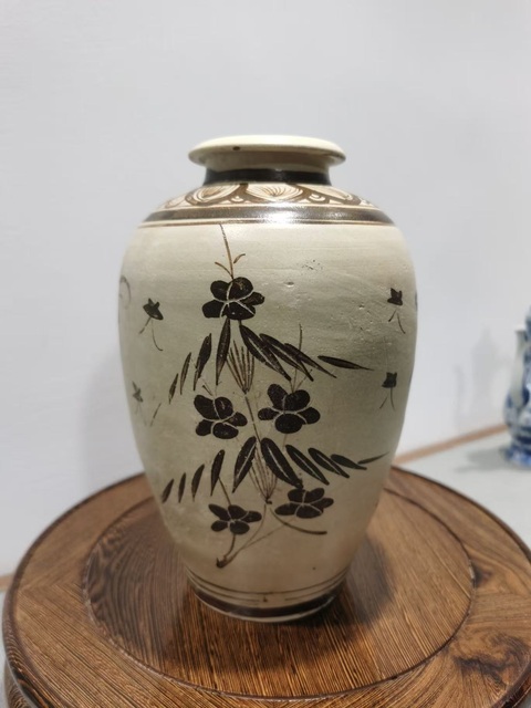 古玩陶瓷吉州窯彩繪畫鳥瓶真品鑒賞圖