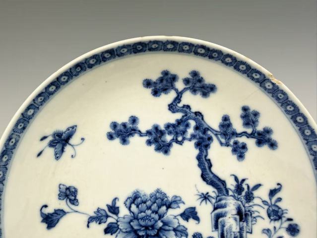 古玩陶瓷清乾隆.青花松竹梅盤拍賣，當前價格594元