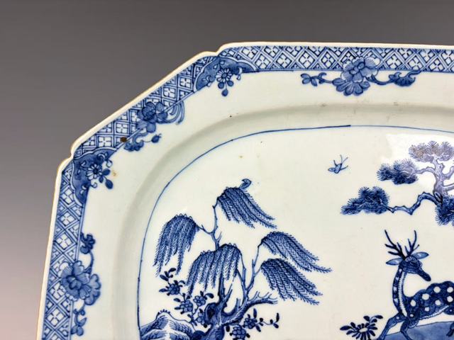 古玩陶瓷清乾隆·青花松鹿牛圖大盤真品鑒賞圖