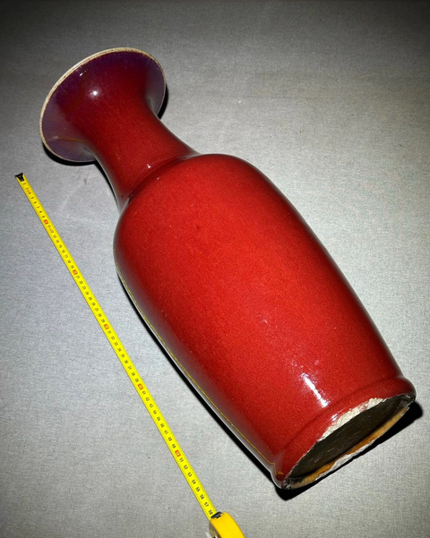 古玩陶瓷鈞紅釉羅漢瓶真品鑒賞圖