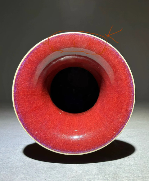 古玩陶瓷鈞紅釉羅漢瓶真品鑒賞圖