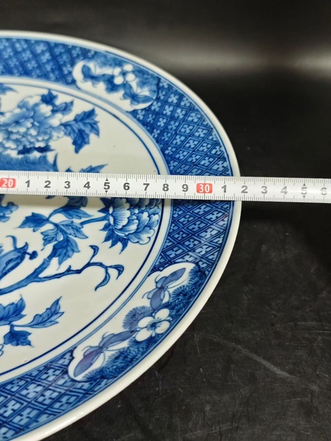 古玩陶瓷鳳凰牡丹紋青花盤真品鑒賞圖